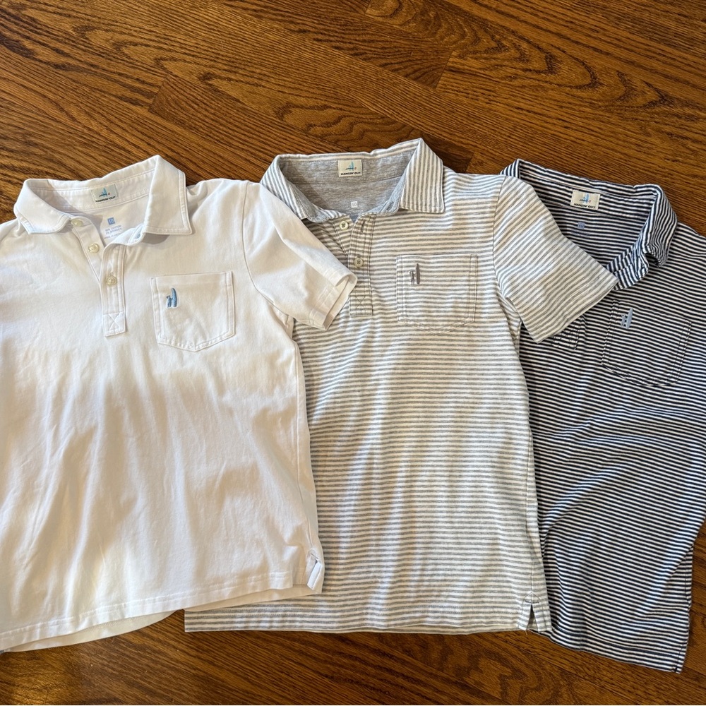 Johnnie O Boys Classic Polo Shirt Set - White, Gray Stripe and Navy Stripe
